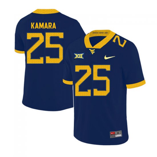 Men's West Virginia Mountaineers NCAA #25 Osman Kamara Navy Authentic Nike 2019 Stitched College Football Jersey BJ15X36AU